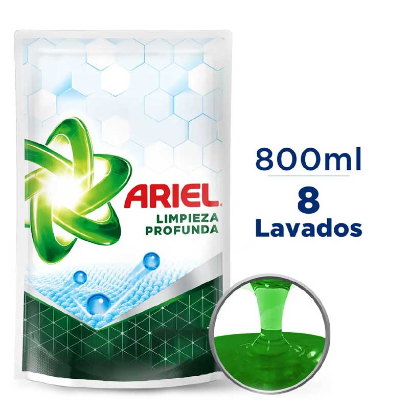 ARIEL LIQUIDO DOY PACK LIMPIEZA PROFUNDA X 800 ML