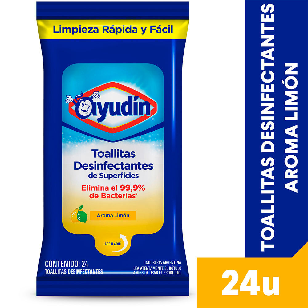 AYUDIN TOALLITAS DESINFECTANTES DE SUPERFICIES LIMON X 24 U