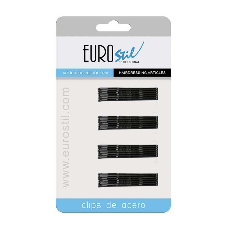 EUROSTIL CLIPS DE ACERO NEGROS ONDULADOS X 24 U ART 01609/50